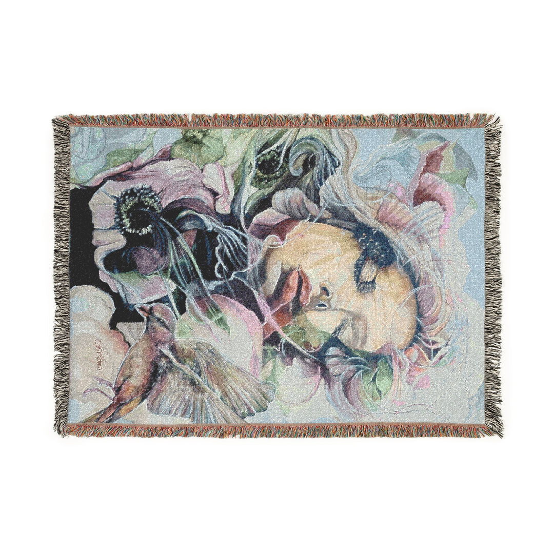 Woven Blanket — Dreamy Floral Portrait Tapestry Throw