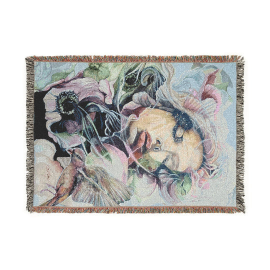 Woven Blanket — Dreamy Floral Portrait Tapestry Throw